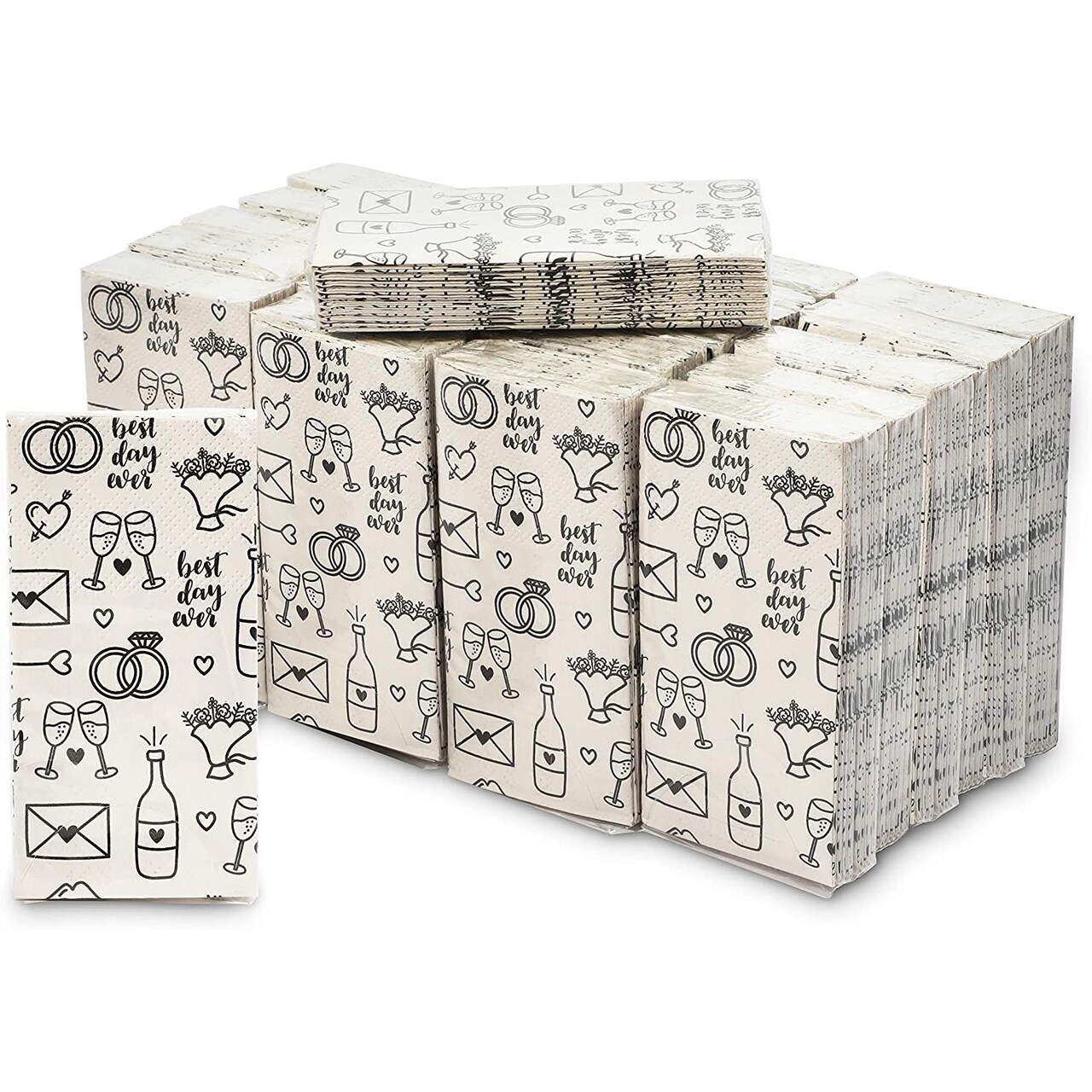 Wedding Theme Facial Tissues - 24 Pack 3-ply Travel Size Pocket Tissue Party Favors, 240 Count Total